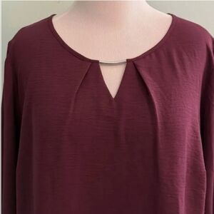 Burgundy Relaxed Tunic with Long Sleeves